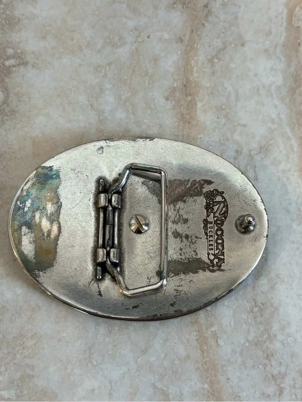 Nocona Fish Oval Belt Buckle with Brown & Black Inlay